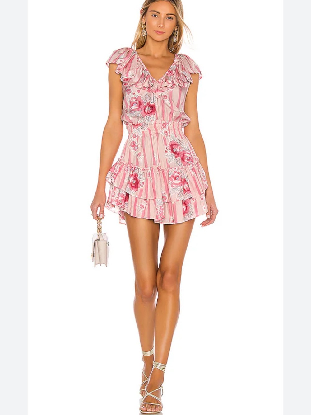 LoveShackFancy Windchime Silk Habot Dessie Dress in Honey